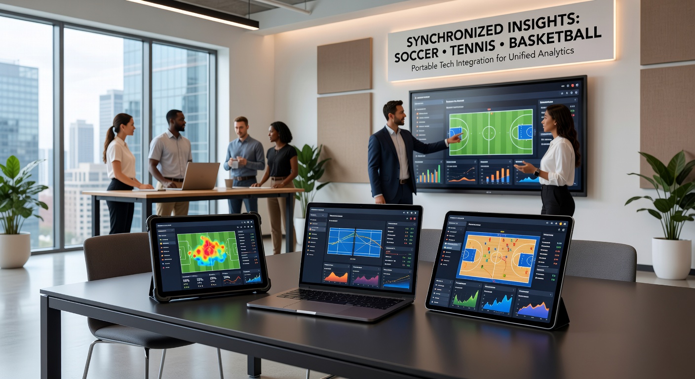 Mobile Oberfläche zeigt synchronisierte Statistiken aus Fußball, Tennis und Basketball
