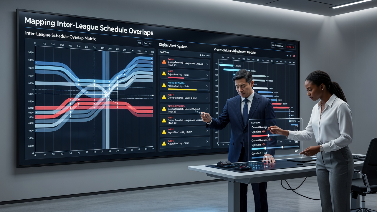 Visualisierung von Alert-gestützten Linienanpassungen bei Terminüberschneidungen in Fußball, Tennis und Basketball