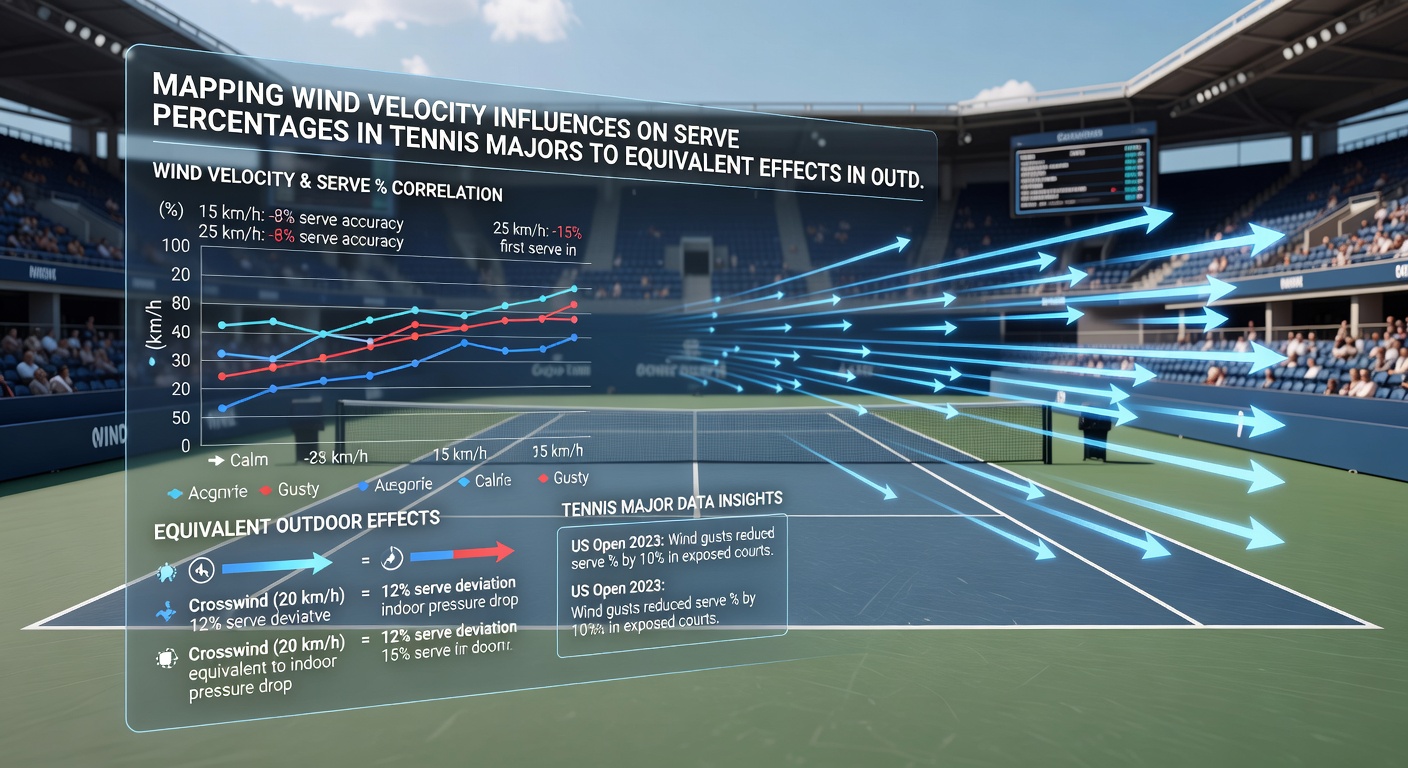 Vergleichsdiagramm von Windbeeinflussten Aufschlägen im Tennis und Würfen im Basketball mit Datenintegration für Wettplattformen
