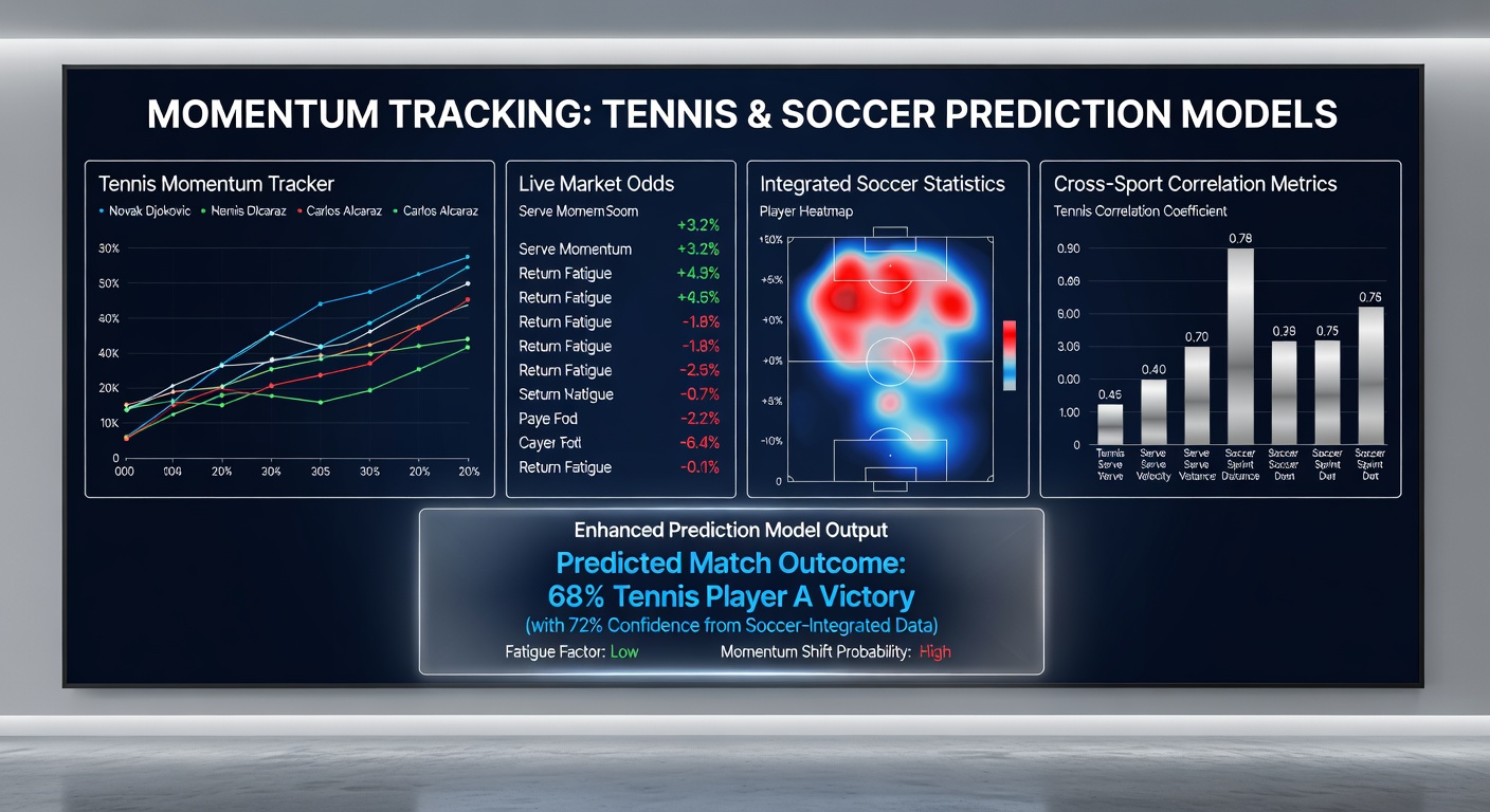 Mobile App-Darstellung mit kombinierten Tennis- und Fußball-Statistiken für Live-Vorhersagen