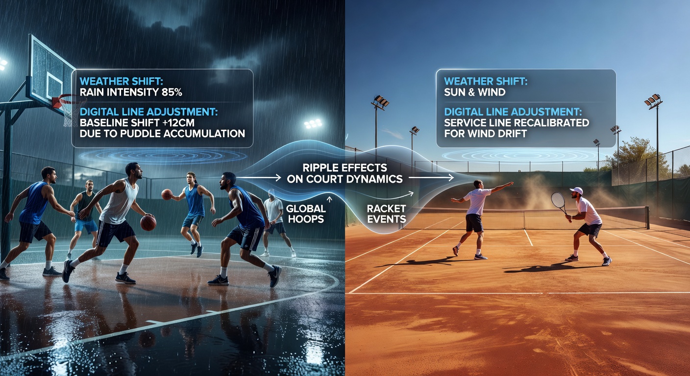 Wetterbedingungen beeinflussen Outdoor-Courts bei internationalen Basketball- und Tennisveranstaltungen